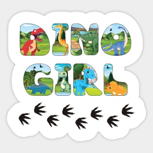 DINO GIRL - cute dinosaur shaped letters Sticker